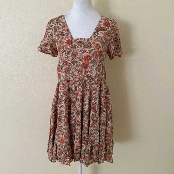 Patrons of Peace Dresses & Skirts - Patrons of Peace Flowy Multicolor Floral Short Sleeves Mini Dress Size S - NWT